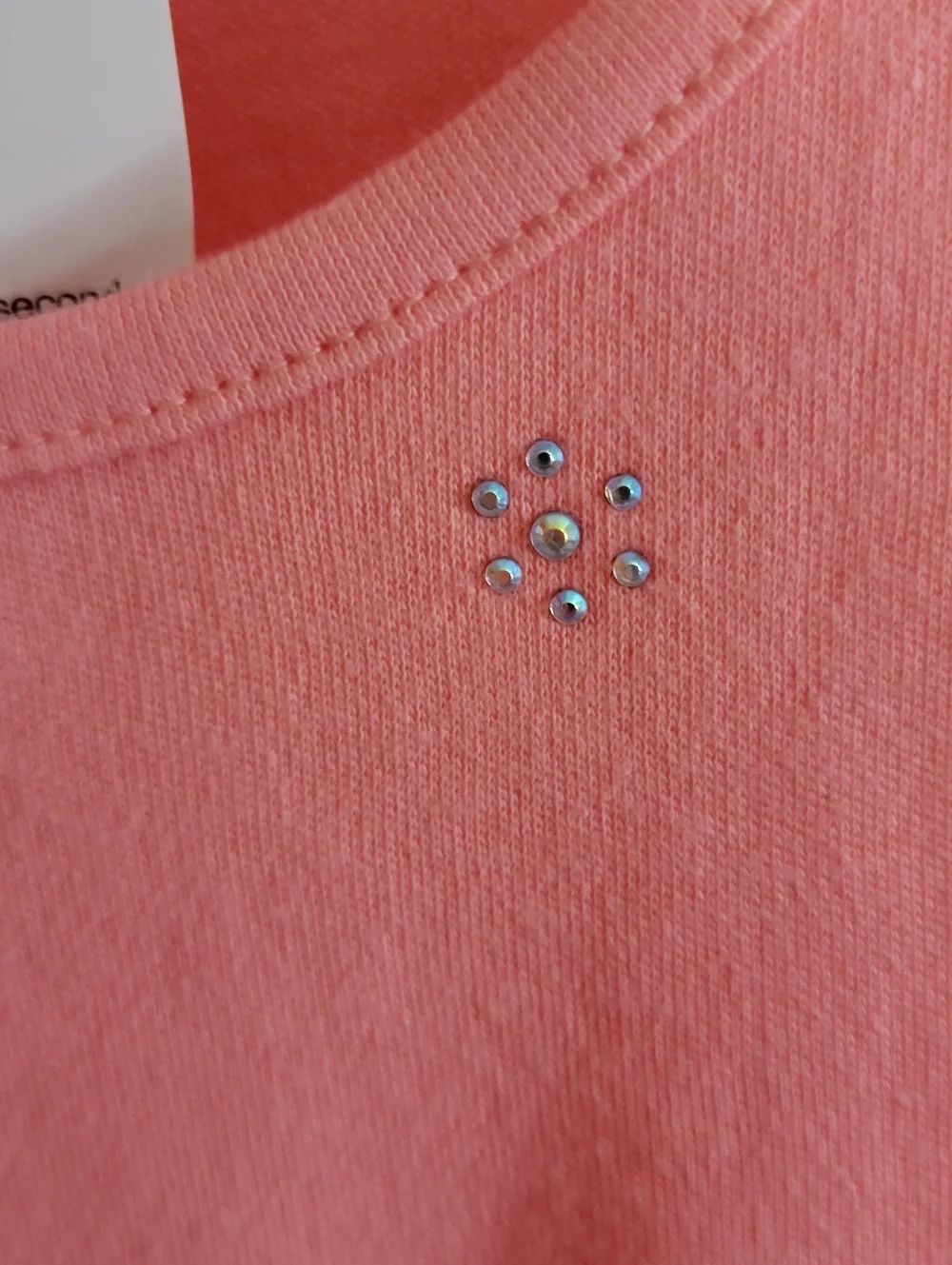 Quacker Factory Coral Short Sleeve Scoop Neck Top with Rhinestone Detail - Picture 4 of 7